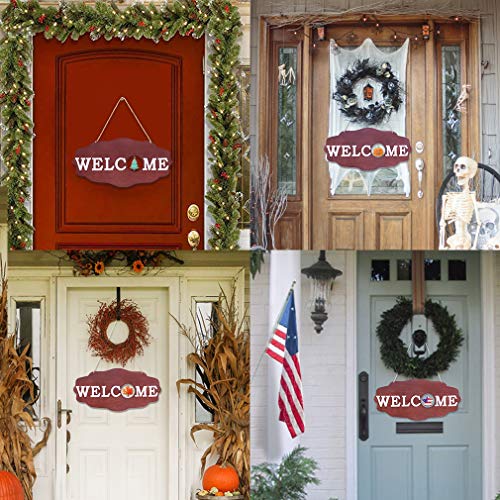 image for Hxezoc Interchangeable Seasonal Welcome Sign Front Door Decor 12 x 6 i