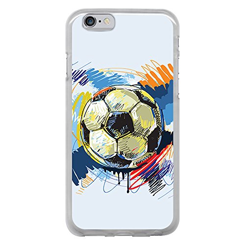 BJJ Funda Transparente para [ iPhone 6 6S ], Carcasa de Silicona Flexible TPU, diseño: Pelota de Futbol Abstracto