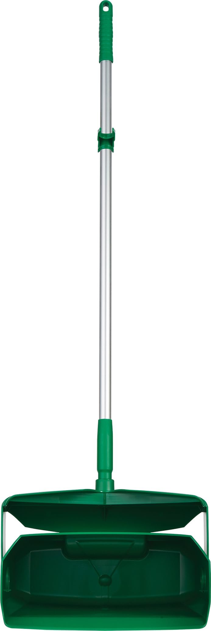 62502 - Paletta con scopa, in polipropilene/poliestere/alluminio, cestino 18 x 36 cm, manico 90 cm, verde