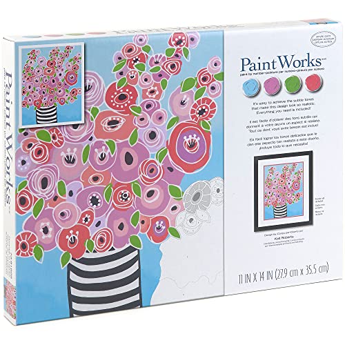 Image of PaintWorks 73-91858 Dreaming of Poppies Flower Paint by Number Kit for Adults and Kids, 11 inch x 14 inch, 12pcs, Multicolor