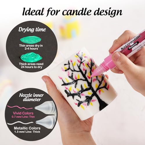 Miniatura 3 de Fansarriche Juego De 8 Lápices Para Velas, Bolígrafo Decorativo Para Velas De 30 Ml, Colores De Cera Suaves A Base De Agua