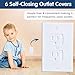 6-Pack Self Closing Outlet Covers - White, Easy to Install Baby Proof Outlet Covers with 12 Clear Outlet Plug Covers for Child Electrical Safety - Baby Proofing Electrical Outlets Made Easy by Wittle
