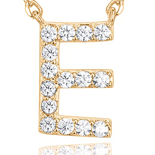 PAVOI CZ Initial Letter Pendant Necklace for Women, White Gold, E by PAVOI - Used condition - Image 2