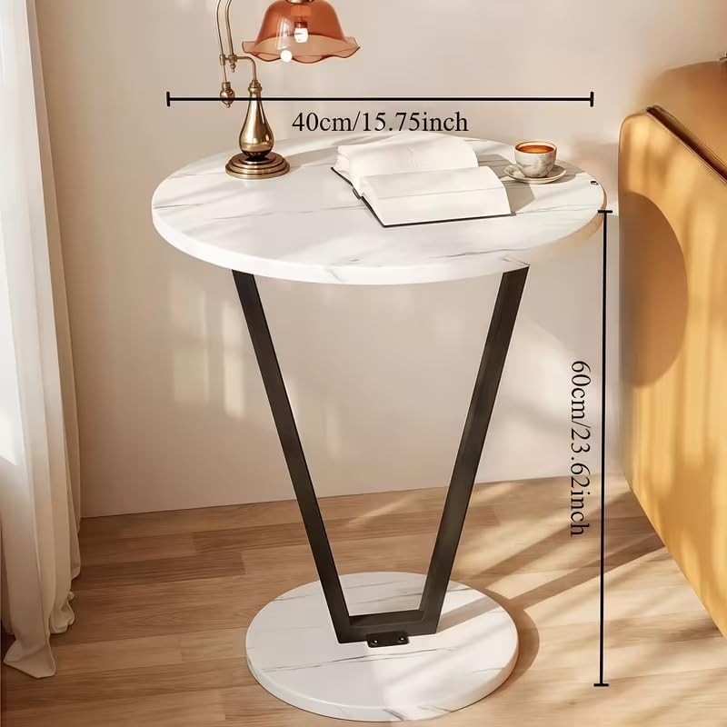 Image of Side Table Stands Couch Side, Swivel TV Tray Table, C-Shaped End Table, Small Center Table for Home Office for Bedroom, Living Room | Closet with Dustproof Door (V-Flower-YZ-10)