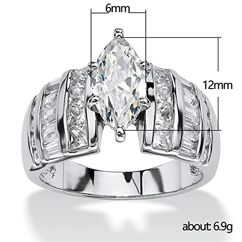 Women's Engagement Rings Fashion Jewelry 925 Sterling Silver Plated Cubic Zirconia Marquise Cut Wedding Ring4