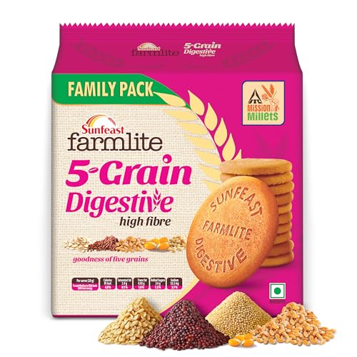 Sunfeast Farmlite 5 Seed Digestive Biscuit | High Fibre | Goodness of 5 Power Seeds & Wheat Fibre | 800g/955g ( weight may vary)