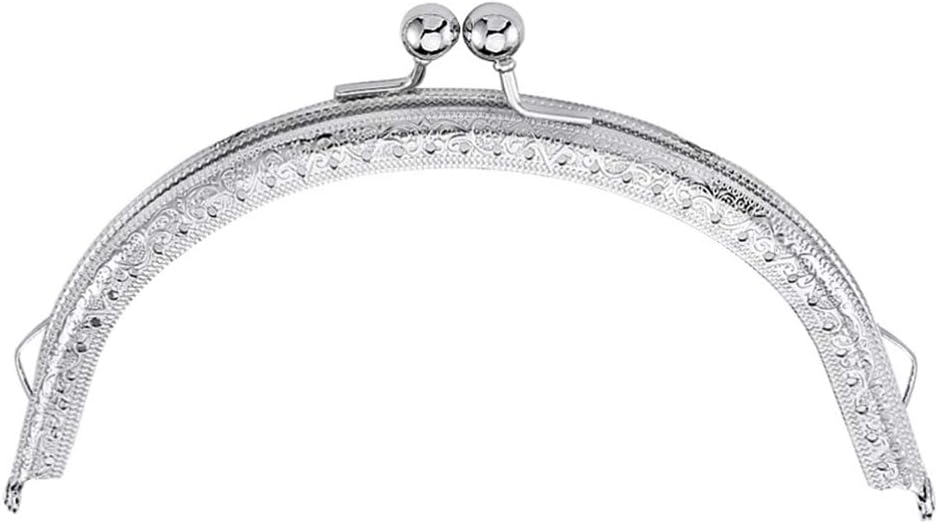 Healifty Semicircular Arch Iron Purse Frame Silver DIY Bag Accessory Clasp Bag Buckle Purse Making Lock Decorative Beads for Handmade Random Style