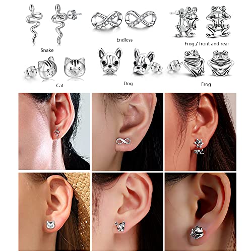 20 Pairs Stainless Steel Opal Cute Stud Earrings Set For Women Girls Animal Rainbow Ladybug Bee Butterfly Grog Cat Snake Fox Dog Spider Delicate Stud Earrings Hypoallergenic Jewelry Set #TOP5