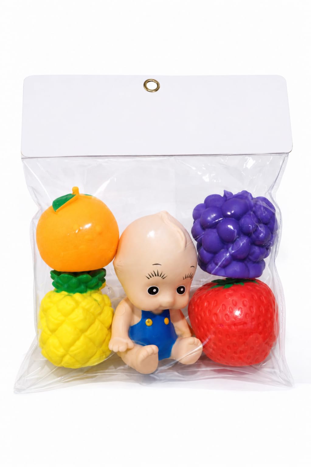 Baby Toy Set with Doll and Fruit Shaped Toys, Pineapple, Orange, Grape, Strawberry, for Ages 3 Months and Above-image-48