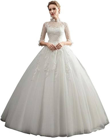Guolinghui Abito da Sposa Vintage Colletto alla Coreana Elegante Abito da  Ballo in Pizzo Abito Formale Gonna in Tulle Formale (Colore : Bianca,  Taglia : M) : Amazon.it: Abbigliamento