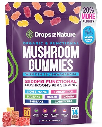 Ashwagandha and Lions Mane Mushroom Supplement Gummies - Organic ...