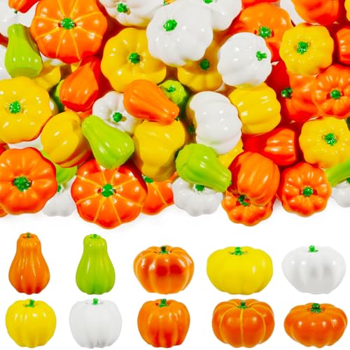 Bbiamsleep 20 Pcs Mini Resin Pumpkins Miniature Pumpkin Figurine Fall Decor