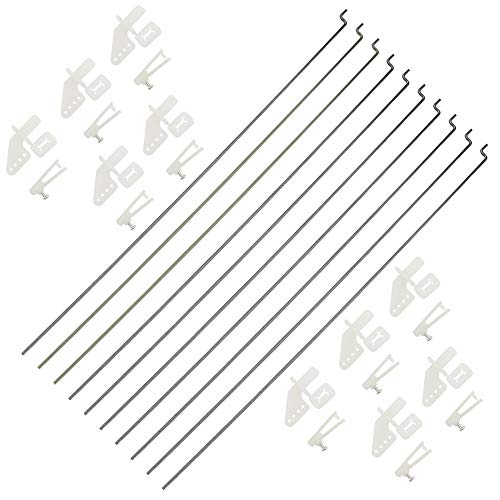 WMYCONGCONG Lot de 10 tiges de poussée en acier de 1,2 x 210 mm + 10 klaxons de micro contrôle en nylon 21 x 11 mm 4 trous pour avion RC Cover