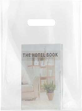 MLAFLY Clear Plastic bags with handle 100 Pack Clear Gift Bags for Small Business Shopping Merchandise Bags for Packaging Products Retail Boutique Medium12x15