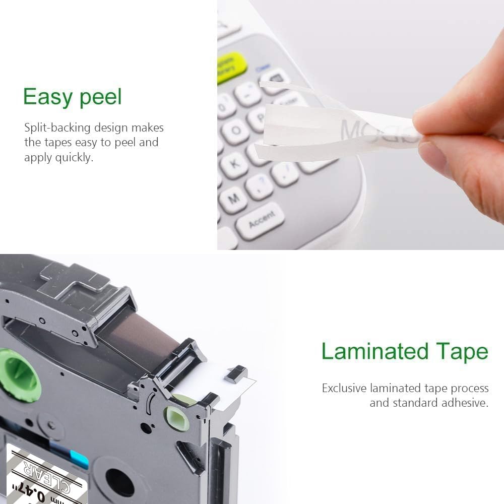 Label KINGDOM Compatible with Brother P-Touch Label Maker Tape Replacement for 3-Pack TZe-B51 24mm Black on Fluorescent Orange Laminated Tape and 3-Pack TZe-135 12mm White on Clear Laminated Tape for