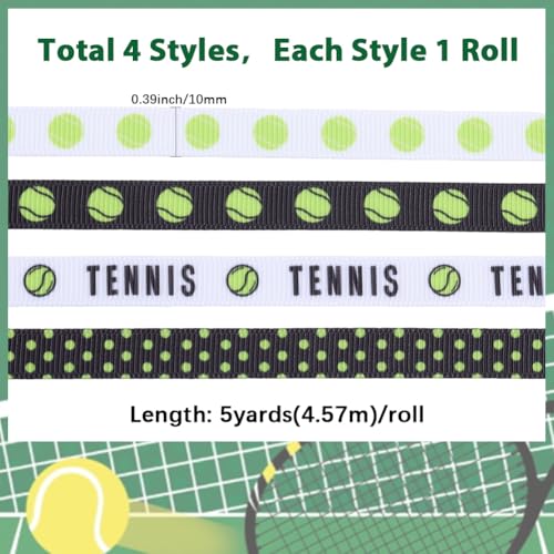 GORGECRAFT 4 Rolls Printed Sport Ball Wrapping Ribbon 5 Yards for Decor Crafts