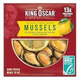 King Oscar Naturally Smoked Mussels in Extra Virgin Olive Oil with Lemon, 4.23 oz (Pack of 12) — ASC...