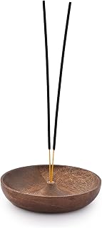 Samhita Mango Wood Round Incense Bowl Holder - Ash Catcher Plate for Aromatherapy, Meditation & Home Decor (5x5x1 Inch)