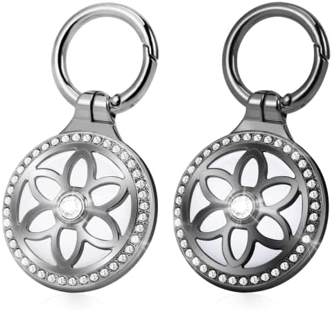 2 Pack Airtag Holder - AirTag Case with Key Ring - Air Tag Keychain for Apple Airtags - Metal Protective Air Tag Holder for Dog, Cat, Kids, Keys, Wallet, Backpacks Compatible with Apple AirTag