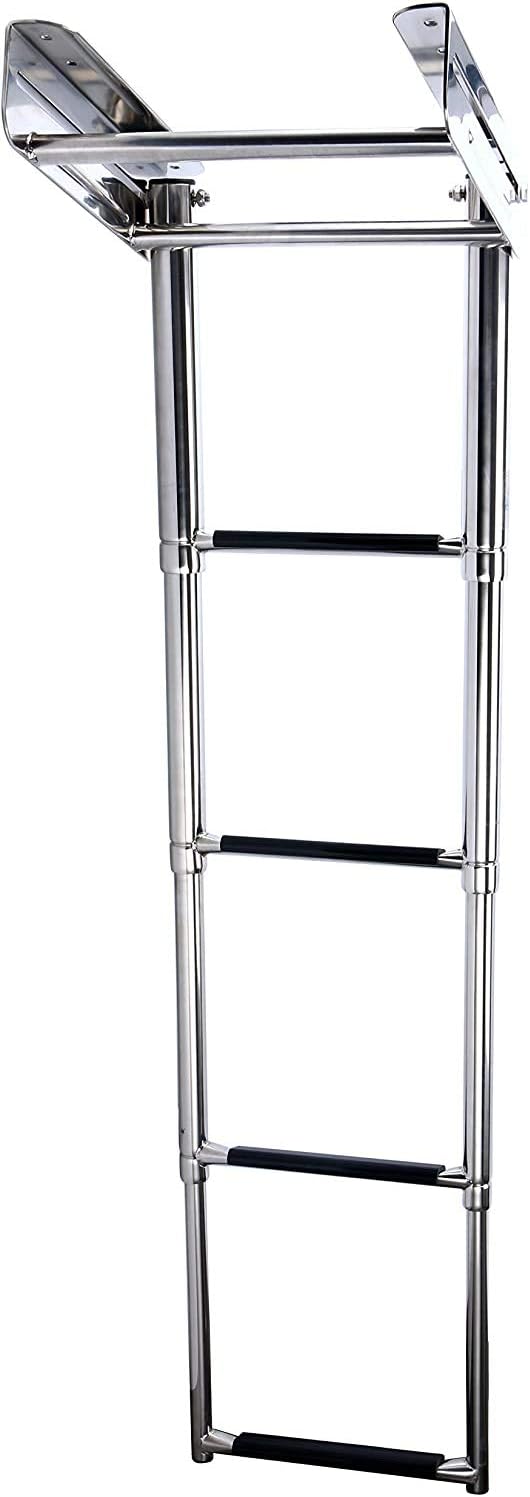 Amarine-made 4-Step Stainless Steel Under Platform Slide Mount Boat Boarding Telescoping Ladder - FBA (A)