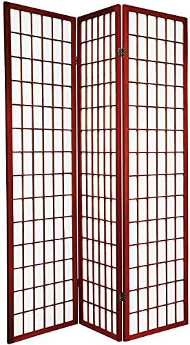 Roundhill Furniture 3-Panel Oriental Shoji Room Divider Screen, Black (Cherry 3 Panel)