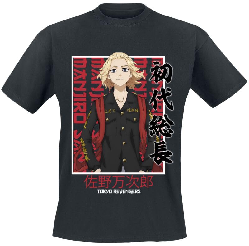 Tokyo Revengers Manjiro Sano Hombre Camiseta Negro L 100% algodón Vorne Bedruckt Regular