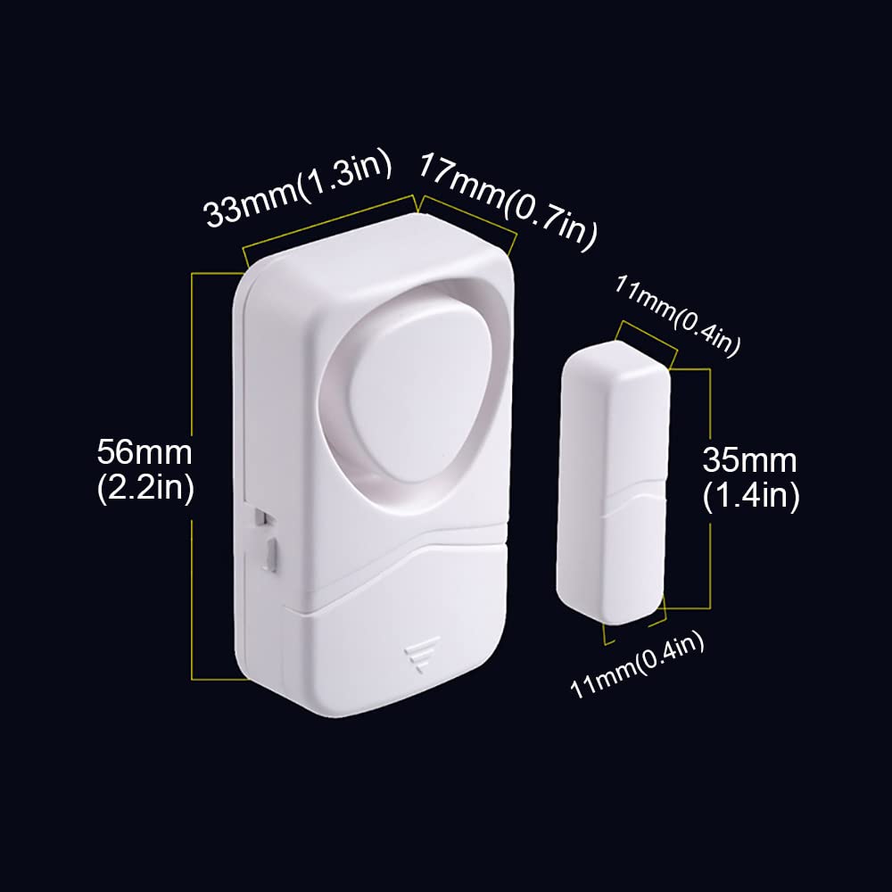 Mengshen Lot de 10 Alarmes De Porte De Fenêtre, Système De Sécurité Domestique à Capteur Magnétique, Carillon Antivol sans Fil avec 4 Modes De Fonctionnement, Batterie Incluse