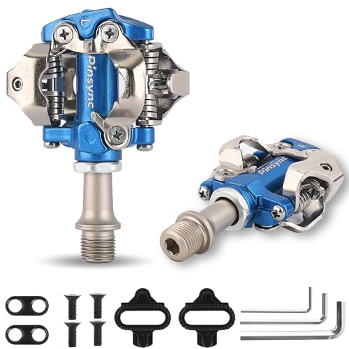 SPD Bike Pedals, Clipless MTB Pedals with Cleats, 9/16' Dual-Sided CNC Aluminum Mountain Bike Pedal...