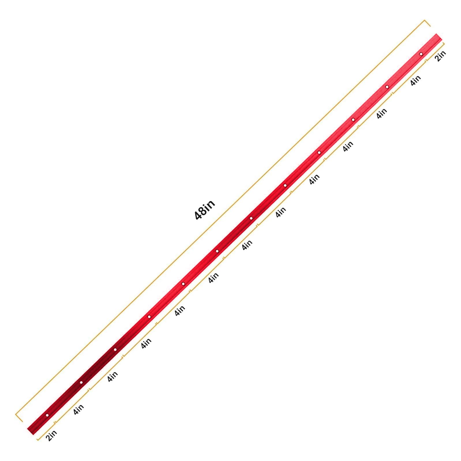 iMetrx T Tracks Woodworking Aluminum 48 inch 1220 mm Red 4 Pcs Double Cut Profile Universal with Predrilled Mounting Holes for Universal T-Track Accessories - Image 4