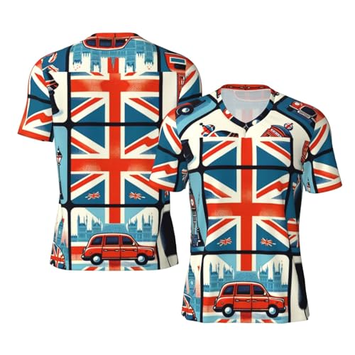 Stylish Athletic Sports Jersey London-British-Pattern Men's Rugby Jersey Large Black