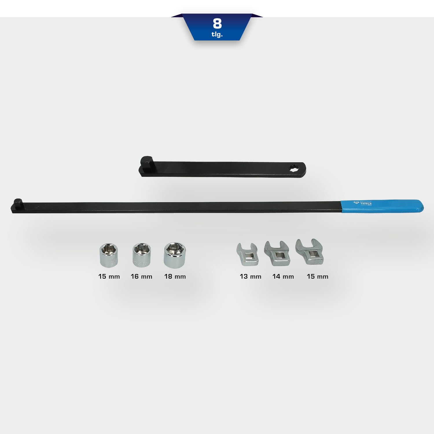 BRILLIANT TOOLS BT571050 Jeu de clés pour poulie et tendeur, 8 pcs [Powered by KS TOOLS]