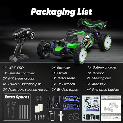 Cordexe 1/12 Brushless RC Cars,Fast 50mph Off-Road All Terrain Truck,4WD RC Buggy with 2.4GHz Remote Control and 3S Batteries,25W Fast Charging,RTR 4X4 Electric RC Cars