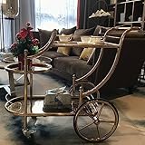 Carrito de bar dorado, carrito de cocina móvil, estantes de almacenamiento de 3 niveles, fácil de montar, ahorra espacio para el hogar