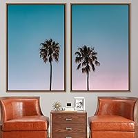 2 Piece Framed Canvas Wall Art Palm Tree Canvas Prints Home Artwork Decoration for Living Room,Bedroom - 16