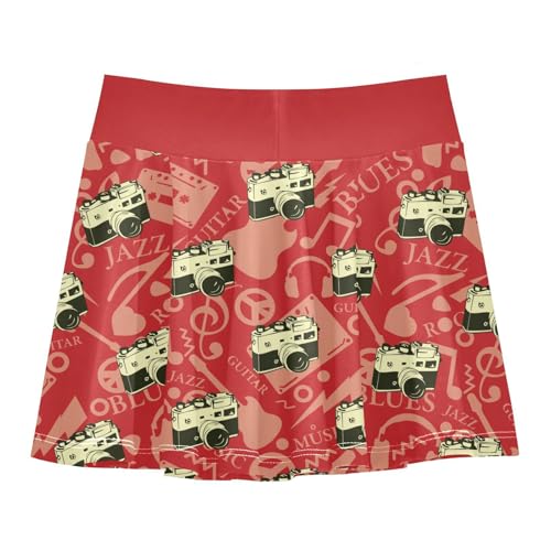 Girls Skorts High Waist Athletic Skirts with Shorts Camera Red Stretchy Teens Performance Tennis3