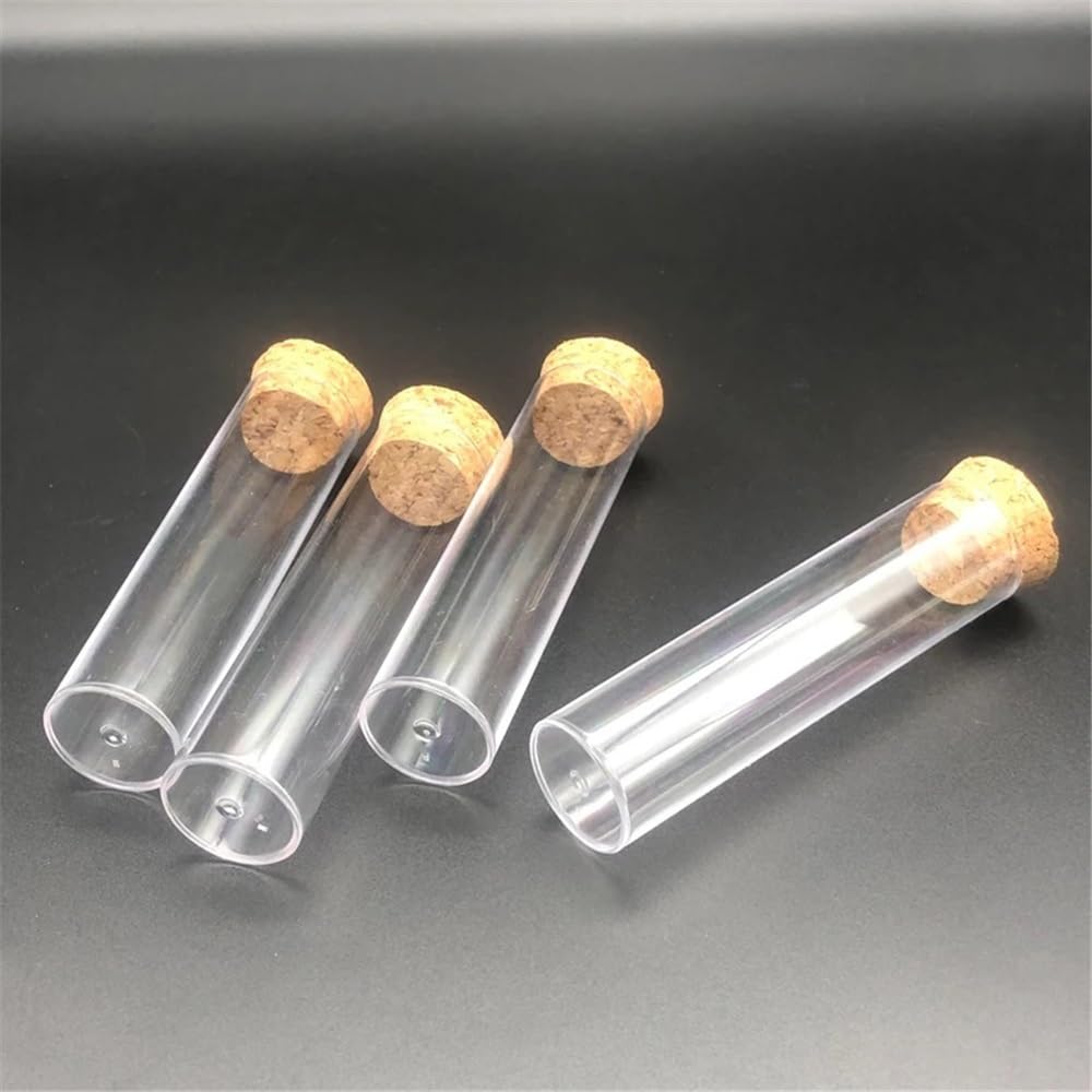 Attrezzature e forniture di laboratorio 50 pezzi/confezione 25 * 95mm Provetta in plastica trasparente con fondo piatto da tè tappo di sughero