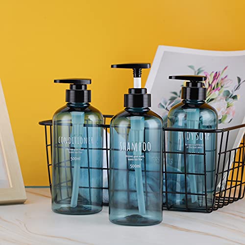 Image of Segbeauty Shampoo Bottles with Pump, 16oz Empty Refillable Shower Bottle, 3 Pack 500ml Plastic Reusable Squeeze Lotion Dispenser for Shampoo and Conditioner Body Wash Liquid Soap Gel Bathroom Hotel