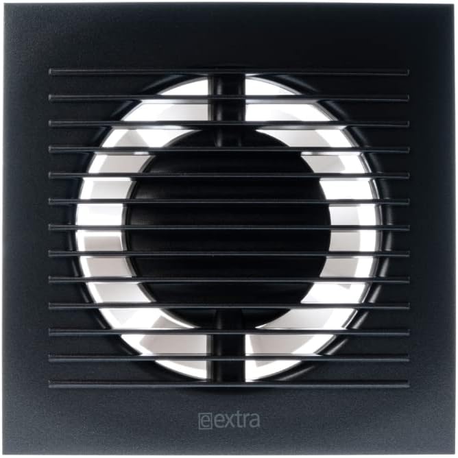 100mm / 4'' Bathroom Toilet Wall/Ceiling Extractor Fan With Timer - Ventilation Fan - Colour Anthracite Black