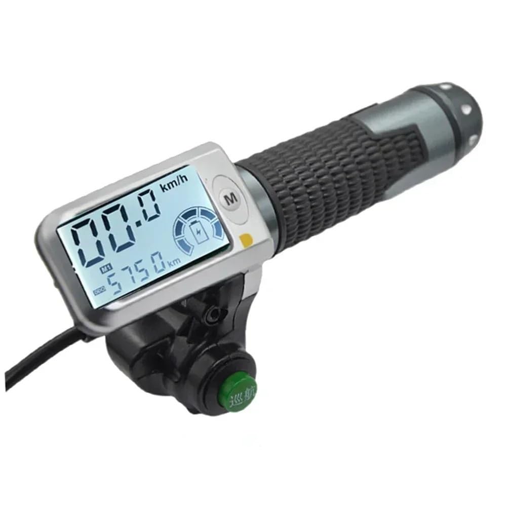 1 Paire de poignées d'accélérateur de vélo électrique avec écran LCD 36-60 V, contrôle de Vitesse, accélérateur for Guidon de Scooter électrique(Black Without Key)
