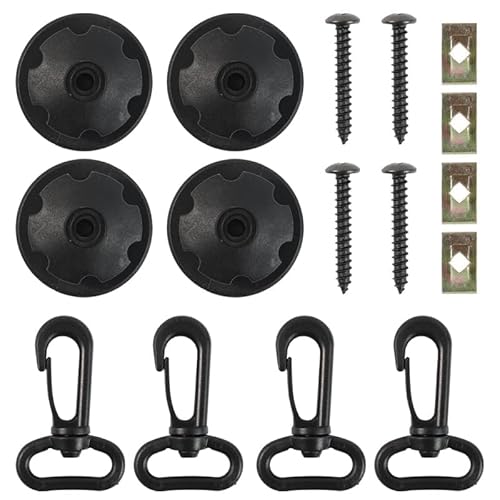 AUTOXBER - Juego de 16 ganchos de red de carga para amarre, anillos de amarre de acero inoxidable, kit de accesorios de amarre de carga para coche, camión, caravana, furgoneta y remolques