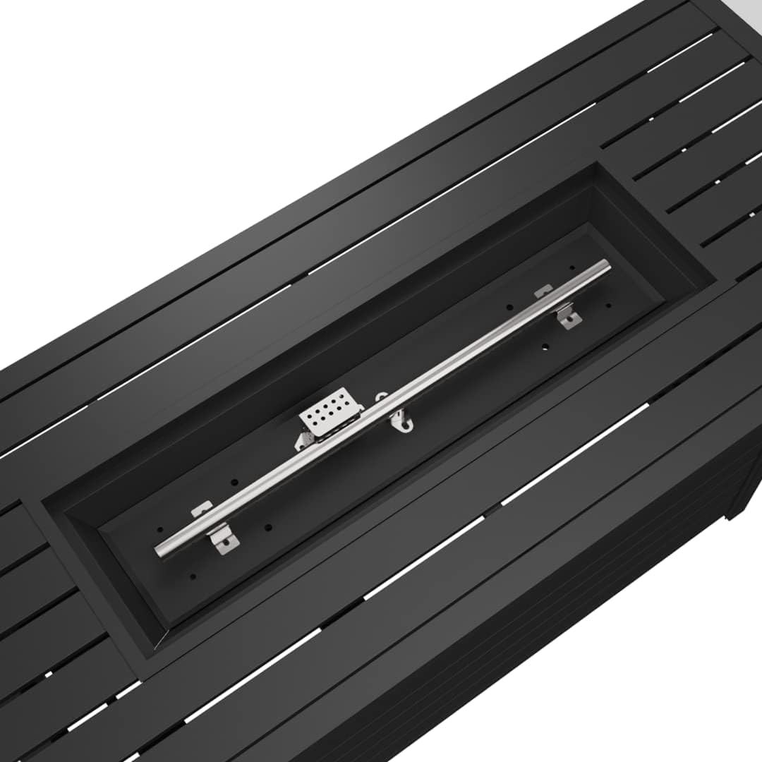 50 inch Gas Fire Pit Table Outdoor Propane Fire Pit Table, 50000BTU Fire Table, Retangular Black Firepit Table for Garden Backyard Deck Poolside Party