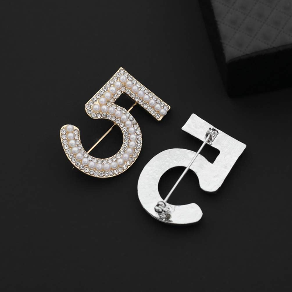 Celebrity Designer Pearl Rhinestone Pins Brooches Gift Gold