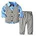 Produktbild PPangUDing Kleidung Set Baby Jungen Kinderanzug 4tlg Langarm Hemd+Suit Hosen+Weste+Fliege Krawatte Anzug Gentleman Overalls Für Festliche Taufe Geburtstagsfeier Hochzeitsfeier (4-5Y,Blau)