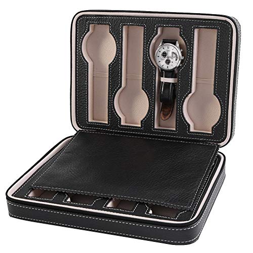 Il Salvatore dei Tuoi Orologi: Addio al caos nel cassetto! Questo elegante porta orologi in ecopelle con 8 scomparti organizza e protegge la tua preziosa collezione. Perfetto per chi ama l'ordine e lo stile.