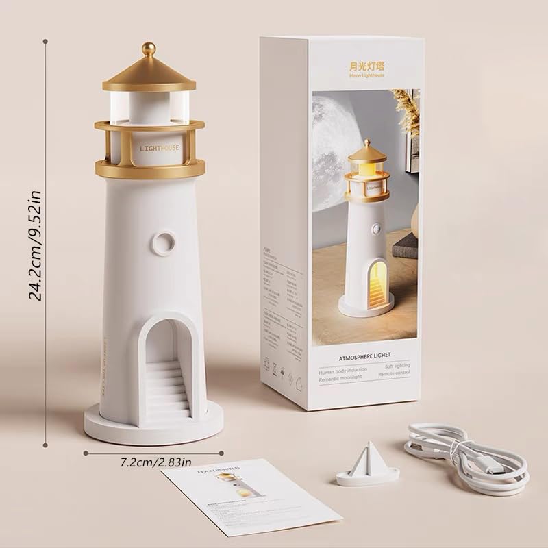 Lámpara de Mesa de Noche Proyector Faro Luna LED Recargable miniatura 7