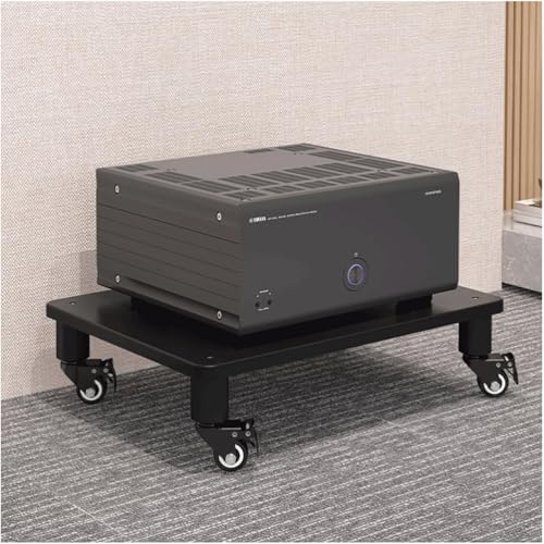 le Wooden Shelf with Wheels – 1-Tier HiFi Cabinet for Open Design Shelf or (Black) – Ideal for Home Theater and Music Lovers