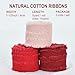 TONIFUL 3 Rolls Burgundy Red Pink Cotton Ribbons Handmade Fringe Ribbon 1-1/2