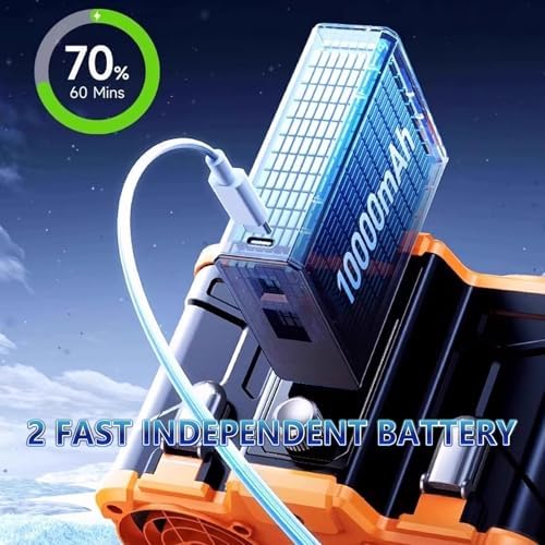 Portable Wireless Air Conditioner Fan with 150 Wind Speeds, Waist-Mounted Design,Dual Battery Compartments for Desk or Personal Use