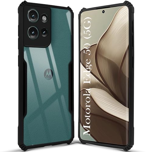 Image of Jkobi Back Cover Case for Motorola Moto Edge 50 (Shockproof with Polycarbonate Clear Panel | Professional Black)