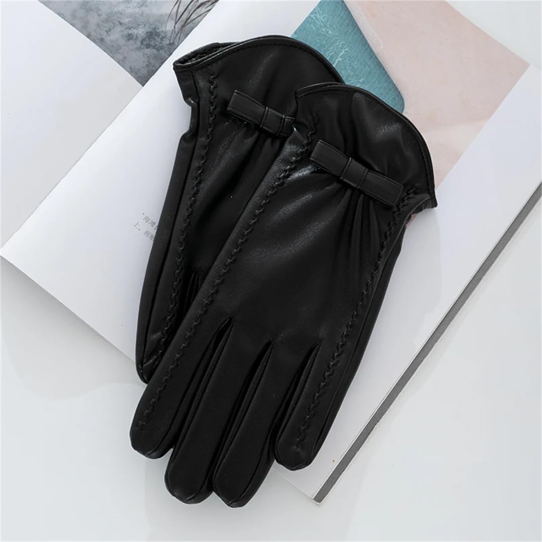 Guanti da donna in pelle a dita piene di moda invernali per ciclismo all'aperto spessi guanti caldi da guida
